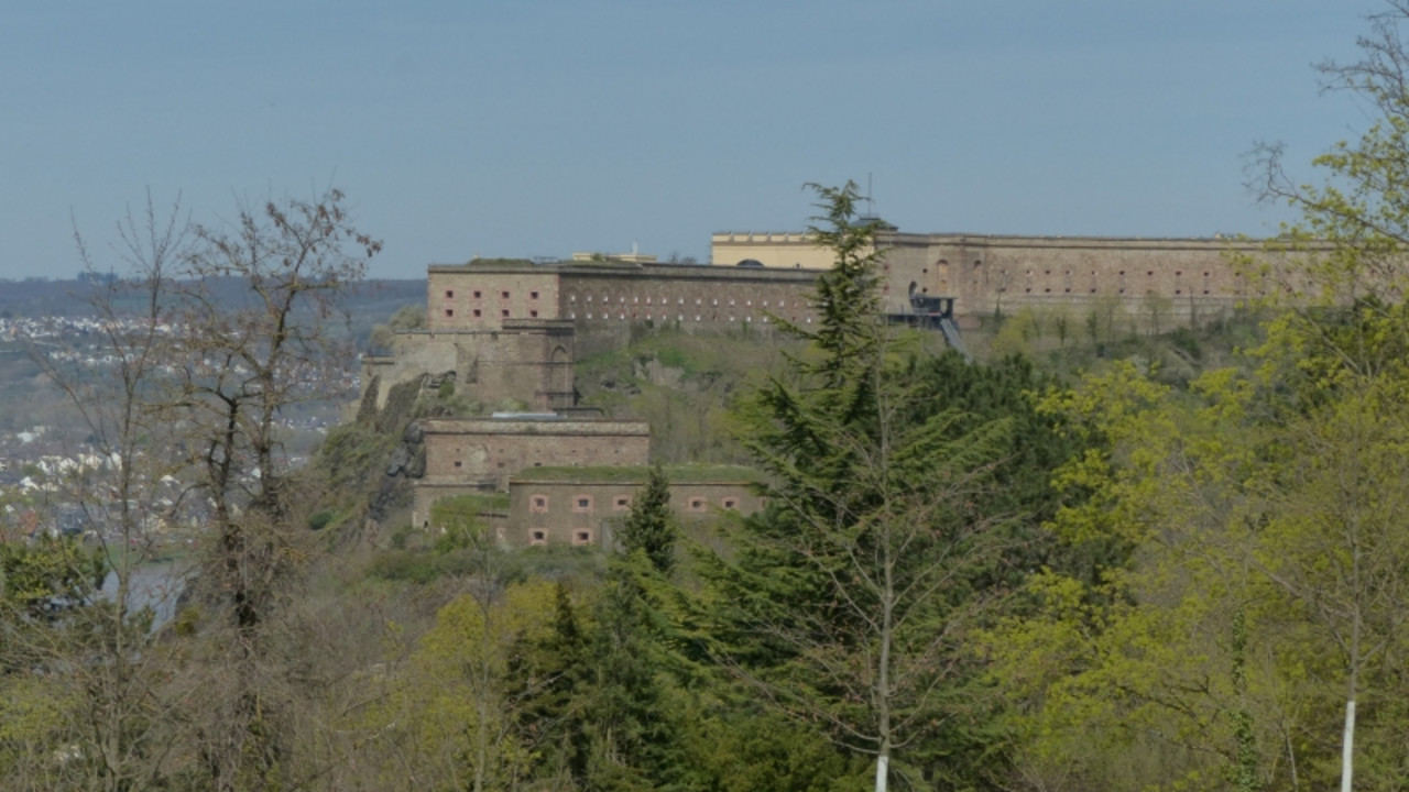 Koblenz, Festung Ehrenbreitstein von Fort Asterstein aus, April 2022 © Alexandra Fink, GDKE, Landesdenkmalpflege