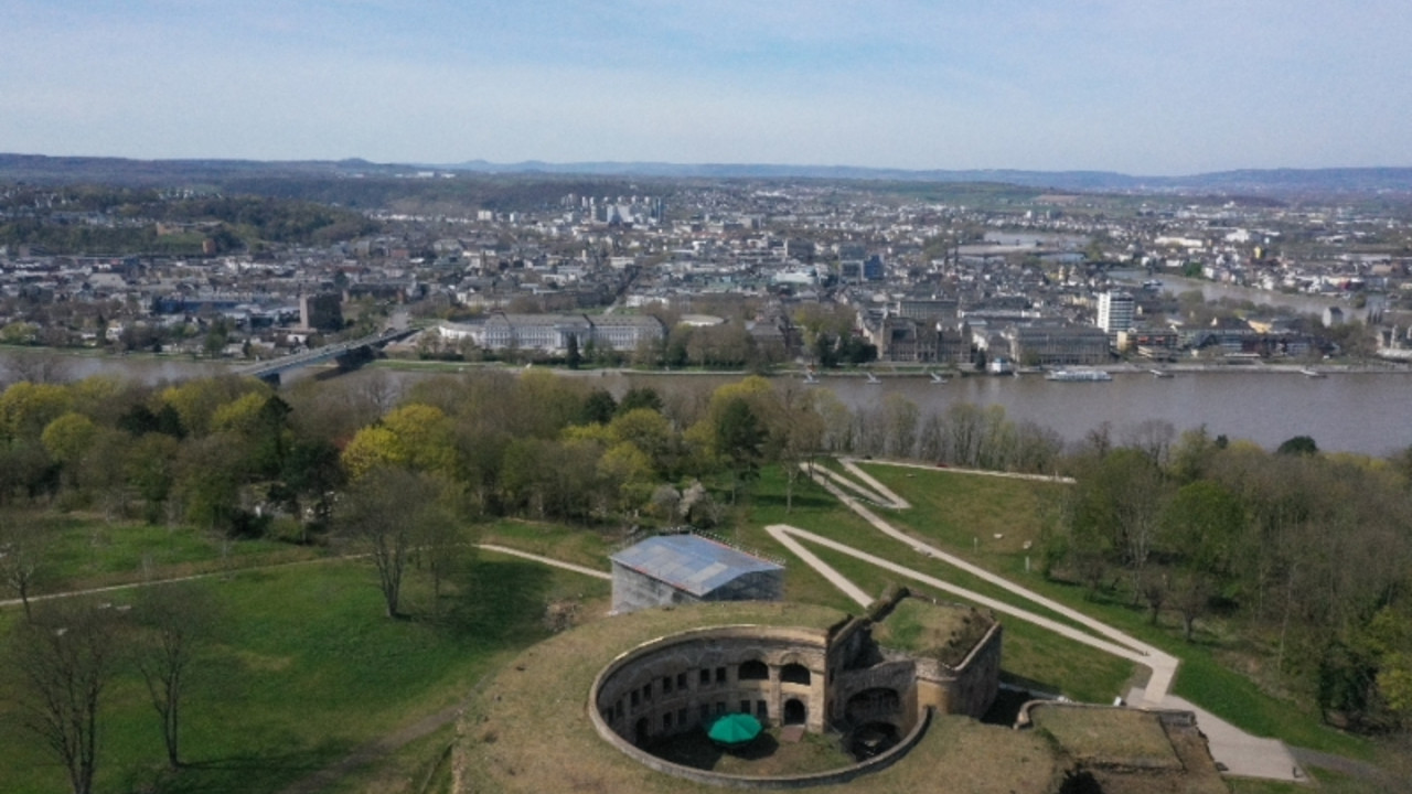 Koblenz, Fort Asterstein, Blick vom Fort Asterstein über die Stadt Koblenz © Achim Schmidt, GDKE, Landesarchäologie Koblenz