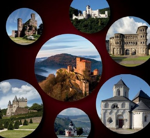 Titel der Broschüre Entdeckungsreise Burgen Schlösser Altertümer mit Fotos vieler GDKE Liegenschaften