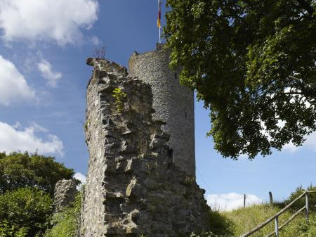 Mauerreste und Turm einer Burgruine