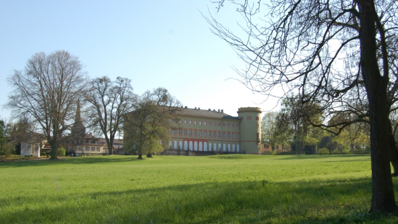 Worms- Herrnsheim, Schlosspark, Wiesengrund mit Blick auf das Schloss © Georg Peter Karn, GDKE, Landesdenkmalpflege
