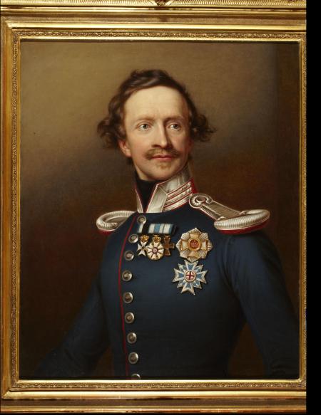 Ölgemälde mit Portrait eines Mannes in Uniform (König Ludwig I.)